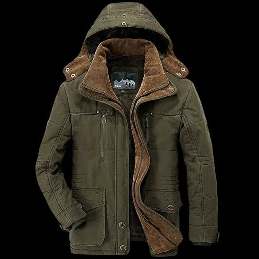 Mens Hooded Winter Parka Coat with Inner Fleece