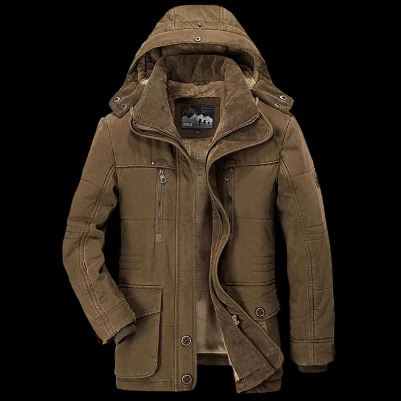 Mens Hooded Winter Parka Coat with Inner Fleece