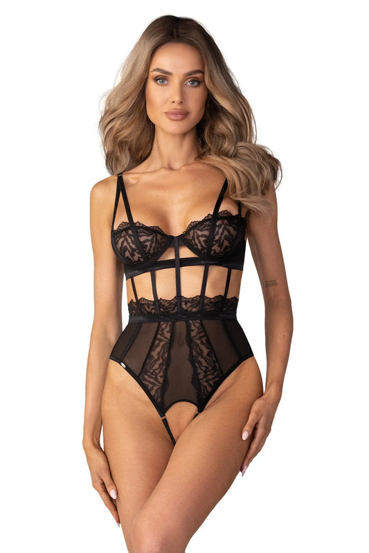 Crotchless Teddy Sexy Lingerie Bold Lace Cutouts - Hersis