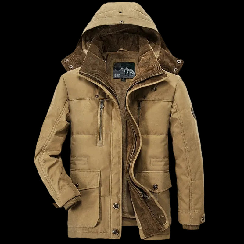 Mens Hooded Winter Parka Coat with Inner Fleece
